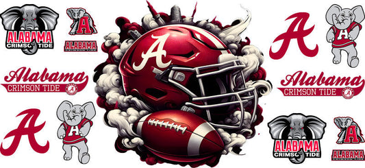 Alabama College Football UV DTF Cup Wrap Design for 16oz Libbey Glass KA-7053