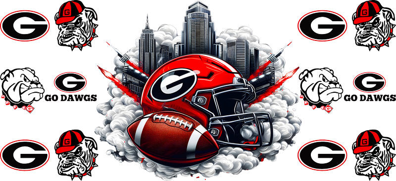 Georgia College Football UV DTF Tumbler Wrap Design for 16oz Libbey Glass KA-7054