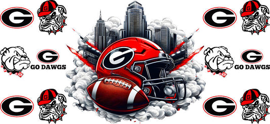 Georgia College Football UV DTF Tumbler Wrap Design for 16oz Libbey Glass KA-7054