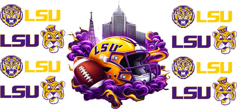 LSU College Football UV DTF Cup Wrap Design for 16oz Libbey Glass KA-7056