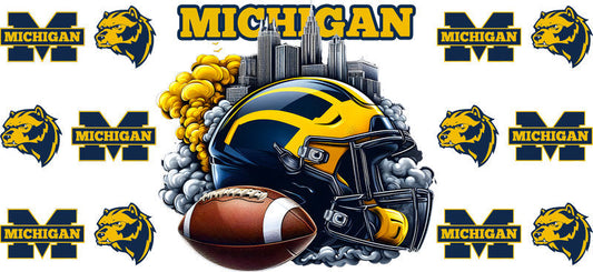 Michigan Wolverines College Football UV DTF Cup Wrap Design for 16oz Libbey Glass KA-7059