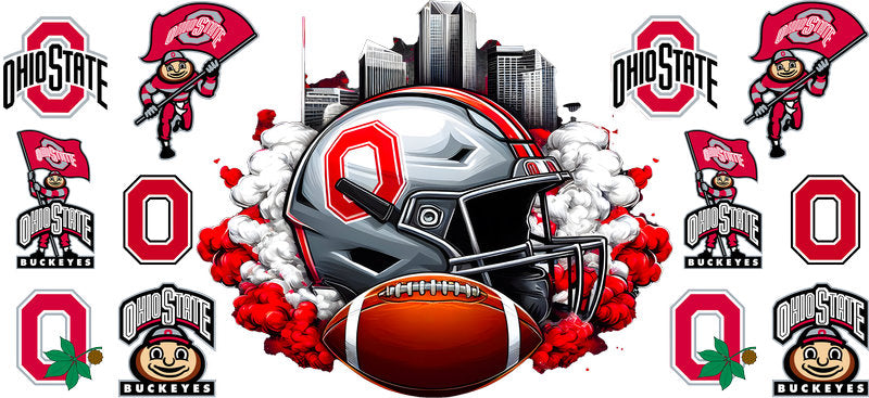 Ohio State Buckeyes College Football UV DTF Tumbler Wrap Design for 16oz Libbey Glass KA-7060