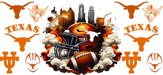 Texas Longhorns College Football UV DTF Tumbler Wrap Design for 16oz Libbey Glass KA-7063