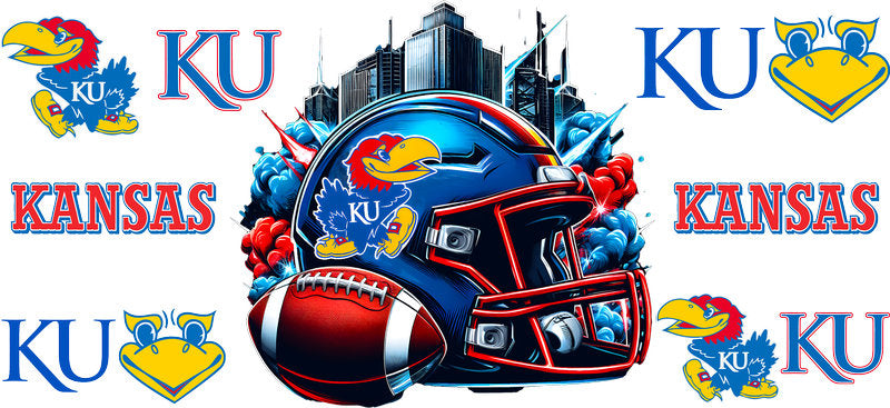 Kansas Jayhawks College Football UV DTF Cup Decal Design for 16oz Libbey Glass KA-7067