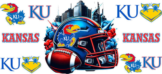 Kansas Jayhawks College Football UV DTF Cup Decal Design for 16oz Libbey Glass KA-7067