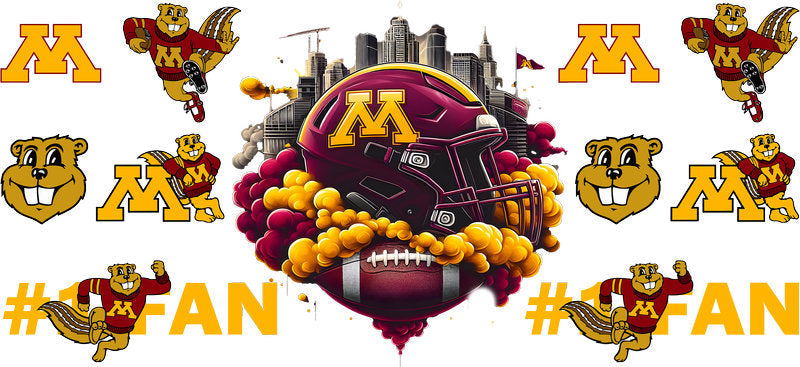 Minnesota Golden Gophers College Football UV DTF Tumbler Wrap Design for 16oz Libbey Glass KA-7072
