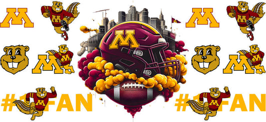 Minnesota Golden Gophers College Football UV DTF Tumbler Wrap Design for 16oz Libbey Glass KA-7072