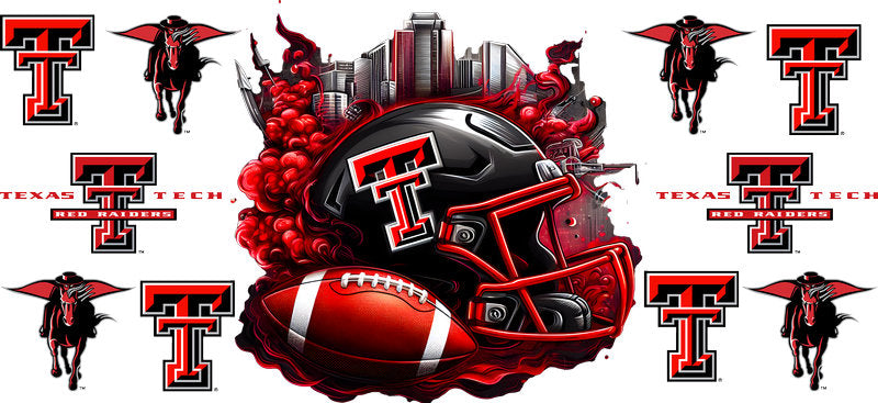 Texas Tech Red Raiders College Football UV DTF Cup Wrap Design for 16oz Libbey Glass KA-7074