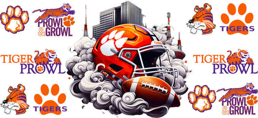 Clemson Tigers College Football UV DTF Tumbler Wrap Design for 16oz Libbey Glass KA-7075