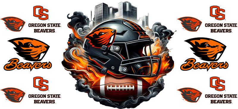 Oregon State Beavers College Football UV DTF Tumbler Wrap Design for 16oz Libbey Glass KA-7078