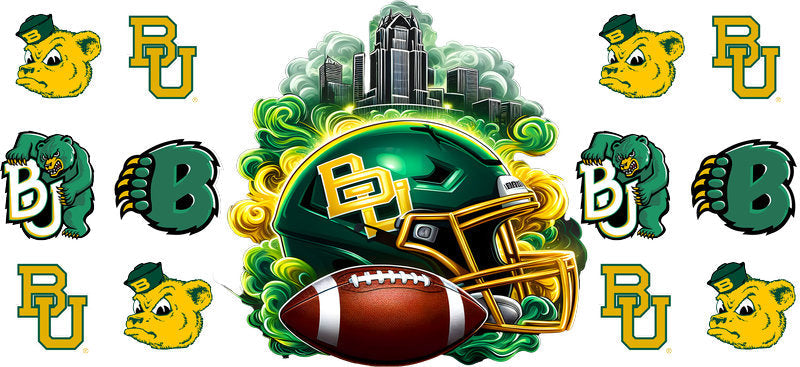 Baylor Bears College Football UV DTF Tumbler Wrap Design for 16oz Libbey Glass KA-7081