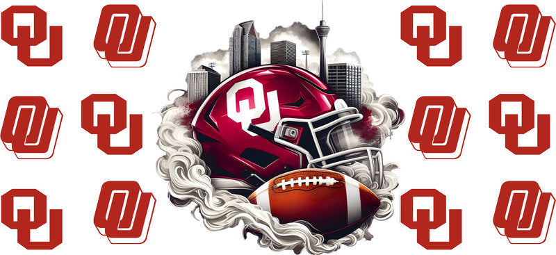 Oklahoma Sooners College Football UV DTF Cup Decal Design for 16oz Libbey Glass KA-7082
