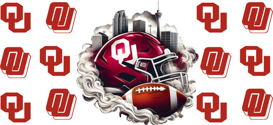 Oklahoma Sooners College Football UV DTF Cup Decal Design for 16oz Libbey Glass KA-7082