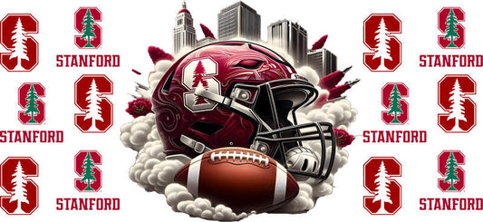 Stanford Cardinal College Football UV DTF Cup Wrap Design for 16oz Libbey Glass KA-7083