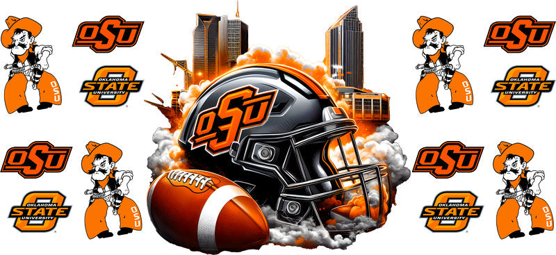 Oklahoma State Cowboys College Football UV DTF Tumbler Wrap Design for 16oz Libbey Glass KA-7084