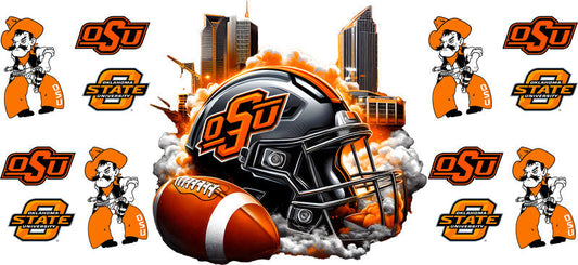 Oklahoma State Cowboys College Football UV DTF Tumbler Wrap Design for 16oz Libbey Glass KA-7084