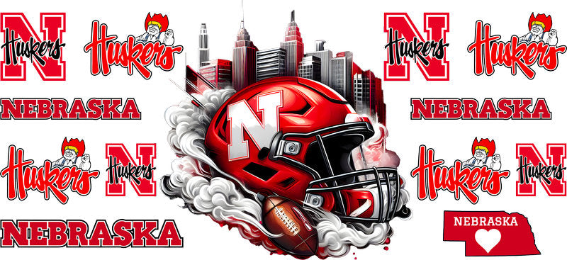 Nebraska Cornhuskers College Football UV DTF Tumbler Wrap Design for 16oz Libbey Glass KA-7090
