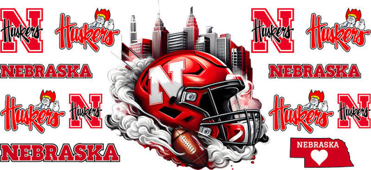 Nebraska Cornhuskers College Football UV DTF Tumbler Wrap Design for 16oz Libbey Glass KA-7090
