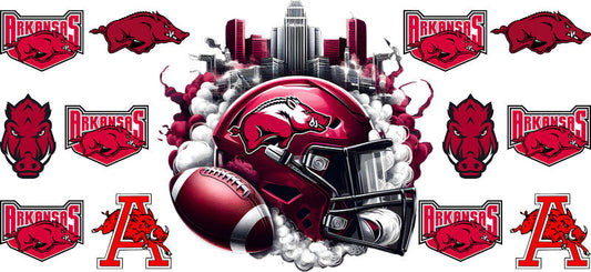 Arkansas Razorbacks College Football UV DTF Cup Decal Design for 16oz Libbey Glass KA-7097