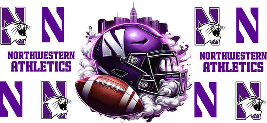 Northwestern Wildcats College Football UV DTF Cup Wrap Design for 16oz Libbey Glass KA-7101