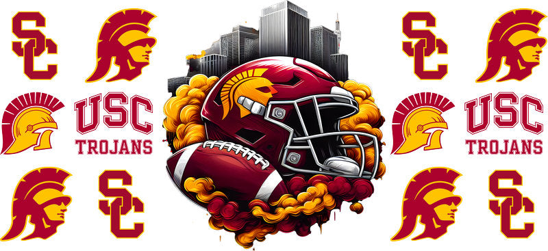 USC Trojans College Football UV DTF Cup Decal Design for 16oz Libbey Glass KA-7103