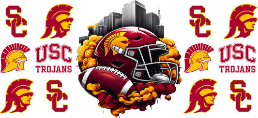 USC Trojans College Football UV DTF Cup Decal Design for 16oz Libbey Glass KA-7103