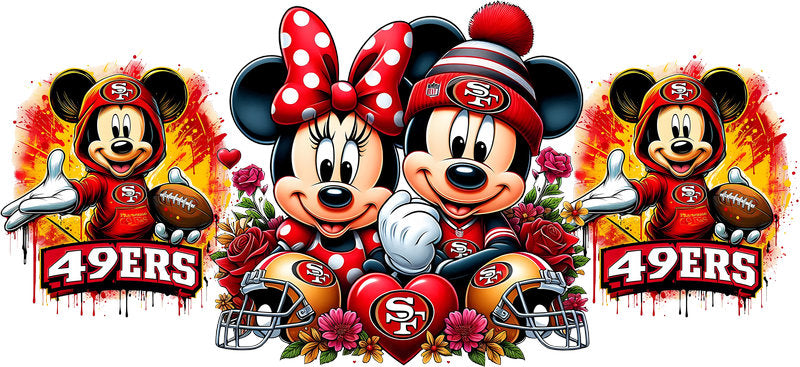San Francisco 49ers Mickey Minnie NFL UV DTF Cup Wrap Design for 16oz Libbey Glass KA-7104