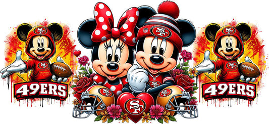 San Francisco 49ers Mickey Minnie NFL UV DTF Cup Wrap Design for 16oz Libbey Glass KA-7104