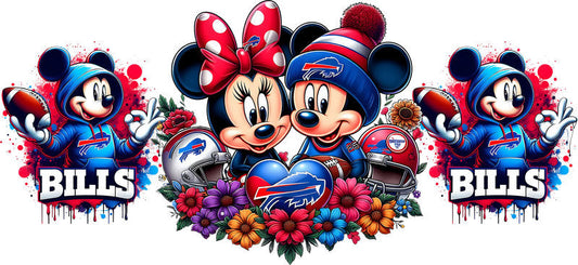 Buffalo Bills Mickey Minnie NFL UV DTF Tumbler Wrap Design for 16oz Libbey Glass KA-7108
