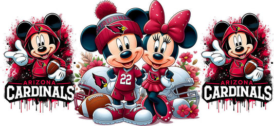 Arizona Cardinals Mickey Minnie NFL UV DTF Cup Decal Design for 16oz Libbey Glass KA-7112