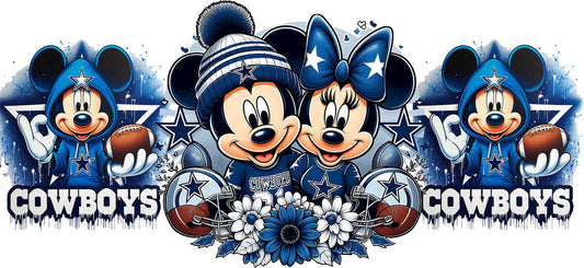 Dallas Cowboys Mickey Minnie NFL UV DTF Cup Decal Design for 16oz Libbey Glass KA-7118