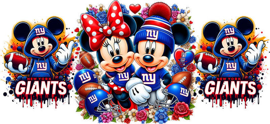 New York Giants Mickey Minnie NFL UV DTF Tumbler Wrap Design for 16oz Libbey Glass KA-7120
