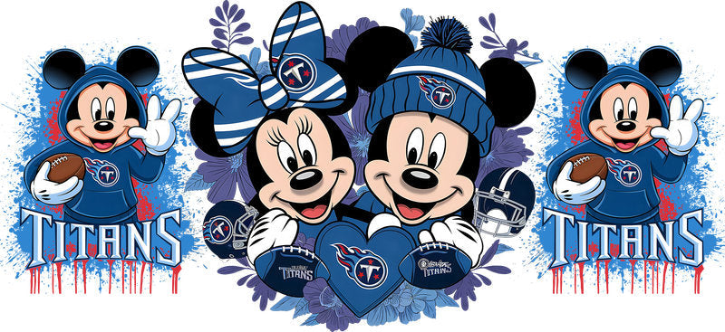 Tennessee Titans Mickey Minnie NFL UV DTF Cup Decal Design for 16oz Libbey Glass KA-7124