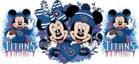 Tennessee Titans Mickey Minnie NFL UV DTF Cup Decal Design for 16oz Libbey Glass KA-7124
