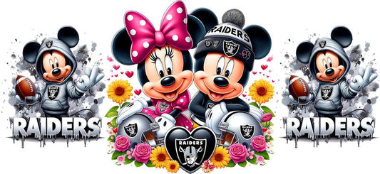 Las Vegas Raiders Mickey Minnie NFL UV DTF Tumbler Wrap Design for 16oz Libbey Glass KA-7132