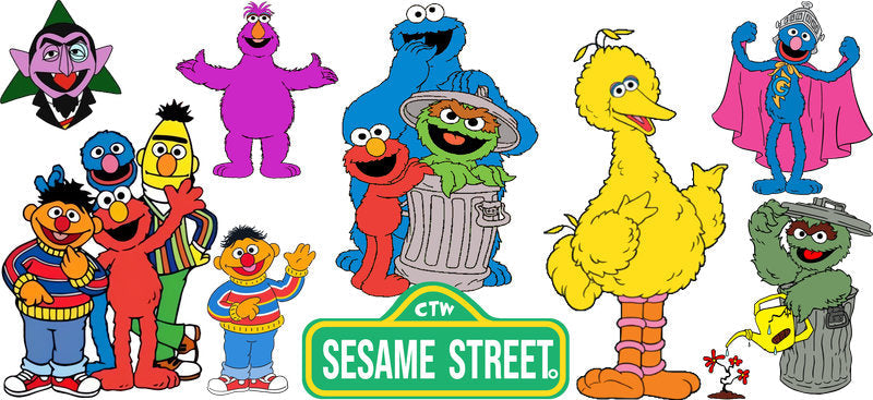 Sesame Street Group Character UV DTF Cup Decal Design for 16oz Libbey Glass KA-7138