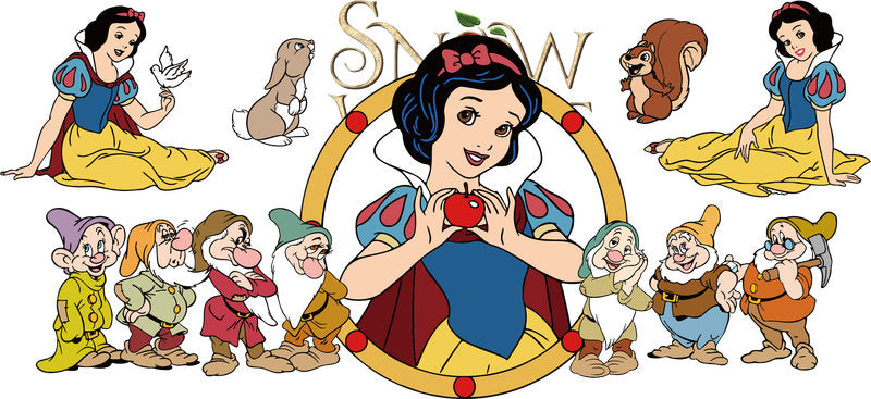 Snow White Princess UV DTF Tumbler Wrap Design for 16oz Libbey Glass KA-7149
