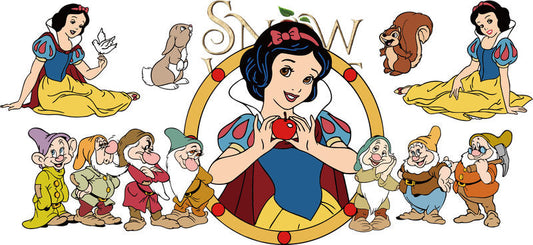 Snow White Princess UV DTF Tumbler Wrap Design for 16oz Libbey Glass KA-7149