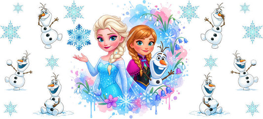 Frozen Character UV DTF Cup Decal Design for 16oz Libbey Glass KA-7150