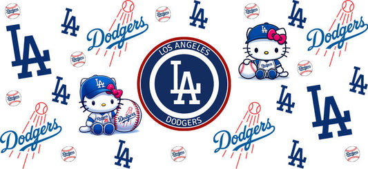 Dodgers Kitty UV DTF Cup Decal Design for 16oz Libbey Glass KA-7165