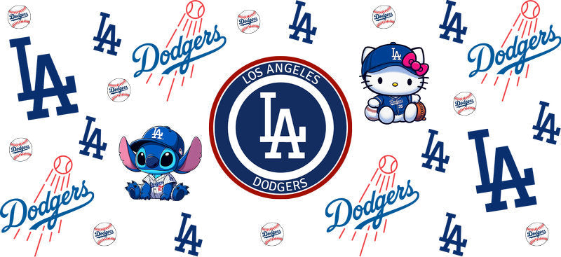 Dodgers Kitty UV DTF Cup Wrap Design for 16oz Libbey Glass KA-7166