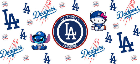 Dodgers Kitty UV DTF Cup Wrap Design for 16oz Libbey Glass KA-7166