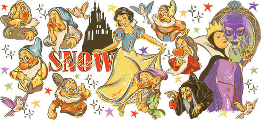 Snow White Princess UV DTF Cup Decal Design for 16oz Libbey Glass KA-7167