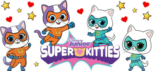Super Kitties Character UV DTF Cup Wrap Design for 16oz Libbey Glass KA-7173