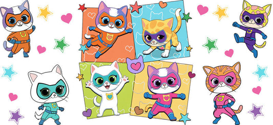 Super Kitties Friends UV DTF Tumbler Wrap Design for 16oz Libbey Glass KA-7174