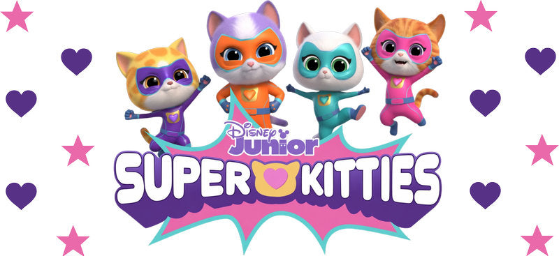 Super Kitties Character UV DTF Cup Wrap Design for 16oz Libbey Glass KA-7179