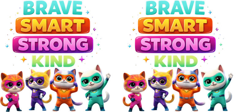Super Kitties Brave Smart Strong UV DTF Cup Wrap Design for 16oz Libbey Glass KA-7200