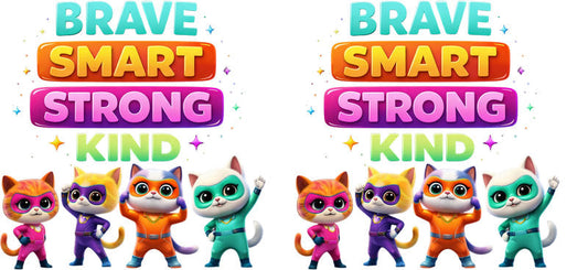 Super Kitties Brave Smart Strong UV DTF Cup Wrap Design for 16oz Libbey Glass KA-7200