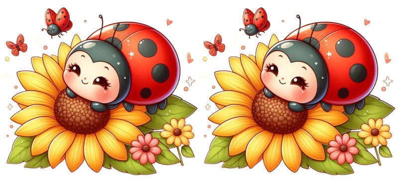 Ladybug Sunflower UV DTF Cup Decal Design for 16oz Libbey Glass KA-7214