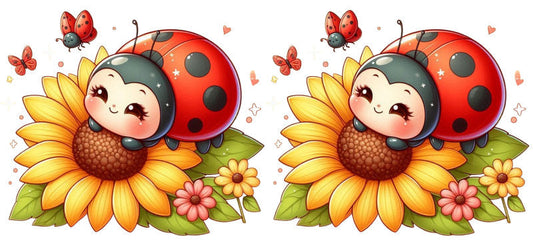 Ladybug Sunflower UV DTF Cup Decal Design for 16oz Libbey Glass KA-7214